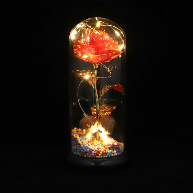 Luz rosa Ecomeon 24 KB cristal laminado en tallo largo rosa para aniversario y San Valentín