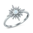 thumbnail image 4 of Cluster Starburst Opal Ring Round Lab Created White Opal 925 Sterling Silver Size 10, 4 of 6
