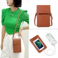 thumbnail image 2 of Small Cell Phone Shoulder Bag for Women, PU Leather Handbag with Credit Card Slots (Brown), 2 of 5