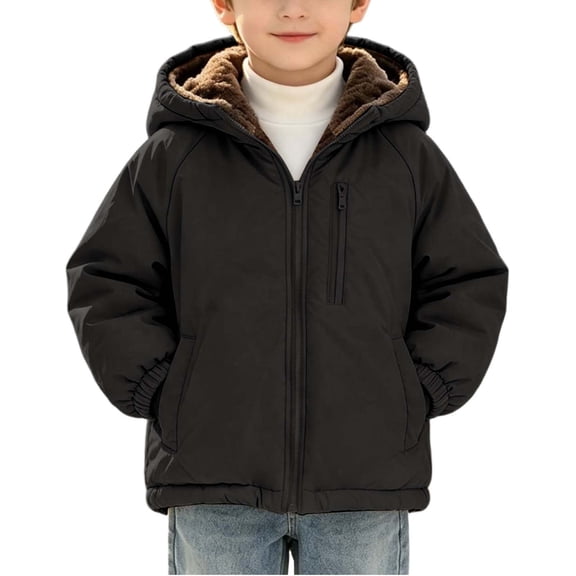 StSilkitty Hooded Jacket for Boys Girls Zip up Long Sleeve Fleece Jacket Coat Fall Winter Thick Thermal Outerwear with Pockets