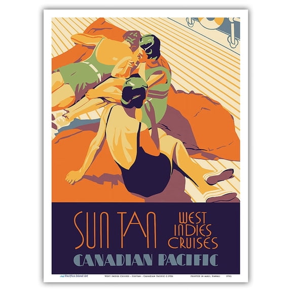 West Indies Cruises - Suntan - Canadian Pacific Steamships - Vintage Ocean Liner Travel Poster c.1936 - Master Art Print (Unframed) 9in x 12in