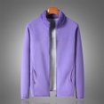 thumbnail image 2 of TFEOQRY Casual Jacket for Men Solid Color Zipper Overcoat with Pockets Long Sleeve Hoodless Outwear Purple, 2 of 7