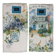 Set of 2 BOHEMIAN BLUE Bouquet & Welcome Terry Kitchen Towels by Kay Dee Designs