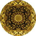 thumbnail image 1 of Ahgly Company Machine Washable Indoor Round Medallion Yellow Traditional Area Rugs, 4' Round, 1 of 4