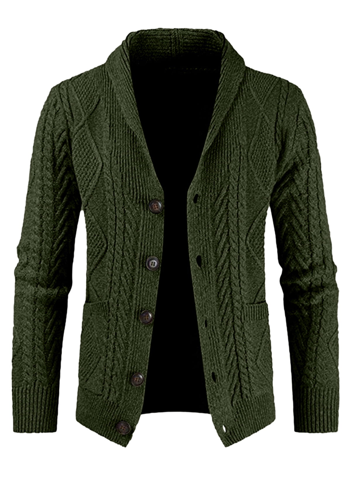 JMIERR Men Casual Long Sleeve Cardigan Sweaters Cable Knit Buttons Down ...