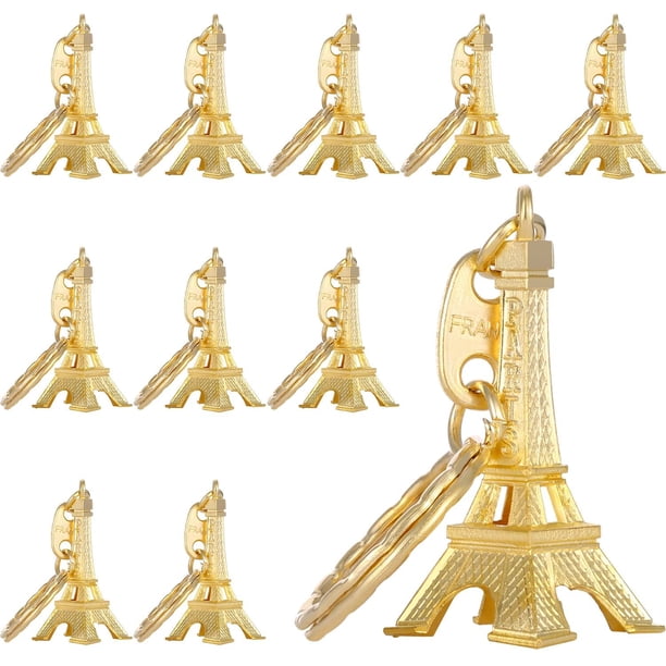 Llavero de la Torre Eiffel de 12 piezas, adorno retro, llaveros de recuerdo franceses