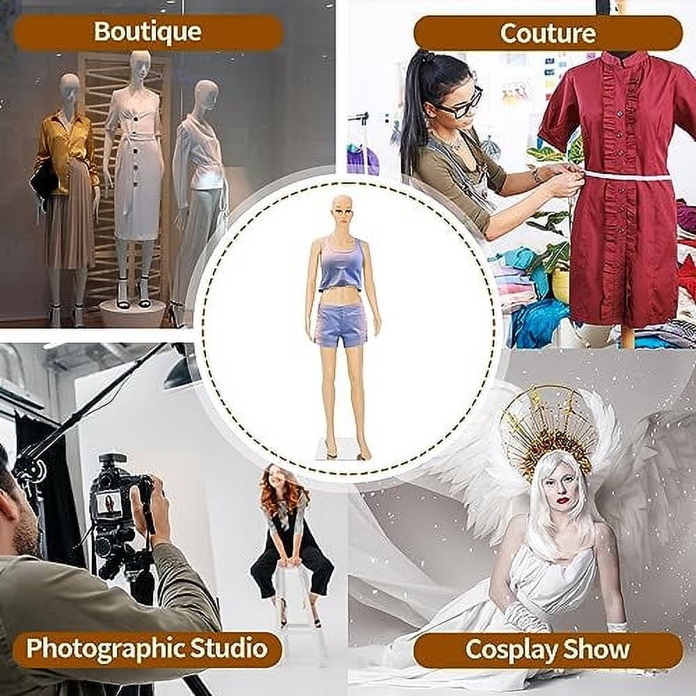 HomGarden Female Mannequin Manikin Full Body Dress Form, 69” Adjustable Mannequin Stand Realistic Mannequin Display Head Turns Dress Model w/Base