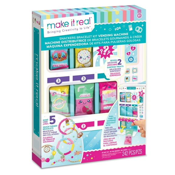 Make It Real: Snackers Vending Machine Bracelet Kit, Jewelry Making & Beading Kits for Kids Ages 8