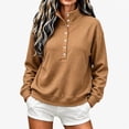 thumbnail image 2 of Sweatshirt for Women Qiggri Women's Waffle Knit Stand Collar Sweatshirt Half Button Long Sleeve Loose Pullover Top With Pockets Lightweight Fall Top XXL, 2 of 6