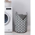 thumbnail image 3 of Geometric Laundry Bag, Hand Drawn Greyscale Illustration of Rhombuses Diagonal Herringbone Lines, Basket with Handles Drawstring Closure for Laundromats, 13" x 19", Grey Charcoal Grey, by Ambesonne, 3 of 4