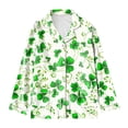 thumbnail image 4 of cllios Womens Pajamas 2024 Fashion St. Patrick's Day Casual Long Sleeve Button Down Tops with Pants Green Clover Printed Two Piece Pajamas Set Lucky Gifts for Irish, 4 of 5