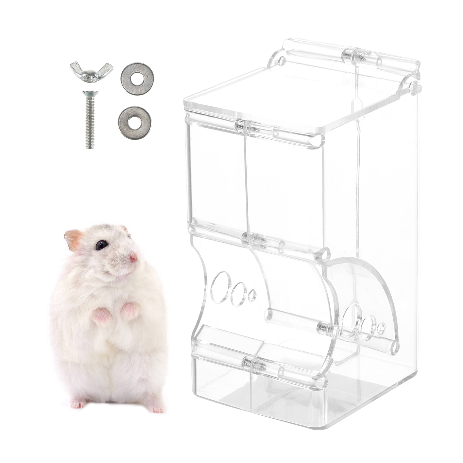 DTOWER Hamster Rabbit Food Dispenser Clear Automatic Pet Feeder for