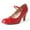 Red Vegan Leather, variant on Honey Jane Heels for Women – Round Toe indented Pumps Heels Shoes Stylish and Comfortable with Gentle Ankle Strap