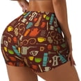 thumbnail image 1 of Fotbe Retro Coffee Shorts Sin Costuras – Shorts Deportivos de Cintura Alta para Mujer, Elásticos para Gimnasio, Yoga, Running o Ciclismo-Large, 1 of 8