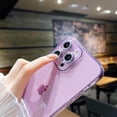 thumbnail image 4 of Compatible with iPhone 12 Pro Case 6.1 inch, Cute Neon Bright Color with Bling Glitter Diamond Camera Protector, Clear Crystal Case Shockproof Sparkle Len for Women Girls-Dark Purple, 4 of 12