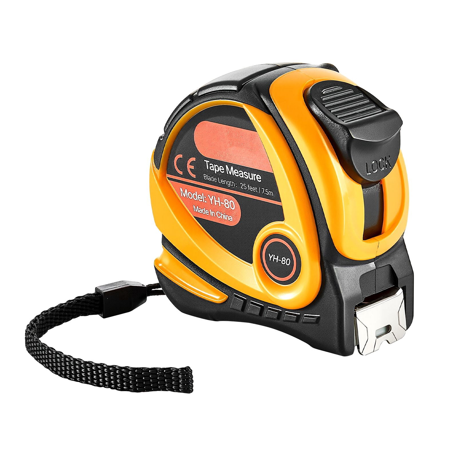 25ft Measuring Tape, ABS Impact-Resistant Shell with Carbon Steel Blade, Imperial and Metric Scale, Auto-Lock and Rewind, Compact Design for Home and Construction