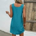 thumbnail image 4 of adviicd Robe pour Femmes 2024 Robe Décontractée Ample Unie Maxi Robe d'Été Sans Manches Smockée pour la Plage Bleue,S, 4 of 5