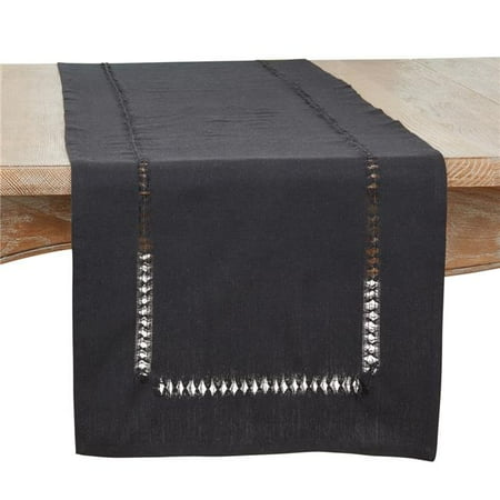 

Saro Lifestyle 1564.BK1672B 16 x 72 in. Hemstitched Border Table Runner Black