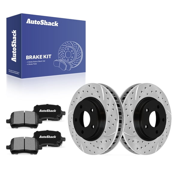 AutoShack Front Vented Drilled & Slotted E-Coated Brake Rotors   Ceramic Pads 6-PC Brake Kit Replacement for 2005-2007 Chevrolet Cobalt 2004-2007 Saturn Ion ShadowGuard 11.65" (295.8 mm)