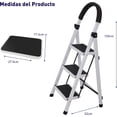 thumbnail image 2 of Escalera Plegable Multifuncional Bluelander, Tubular 3 Peldaños, Antideslizante, Blanco, 2 of 5