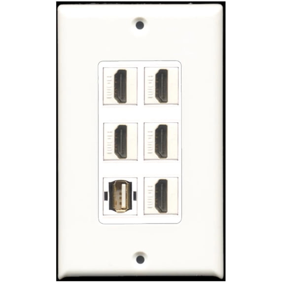 Ultra Spec Cables 5 Port HDMI 1 USB A-A Wall Plate DecorZ