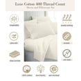 thumbnail image 4 of Dormir Off White Cotton Sheets Set King Size 400 Thread Count, 4 Piece Sateen Weave Long Staple Cotton Bed Sheet Set, 16 inches Deep Pocket Sheet Set King, 4 of 7