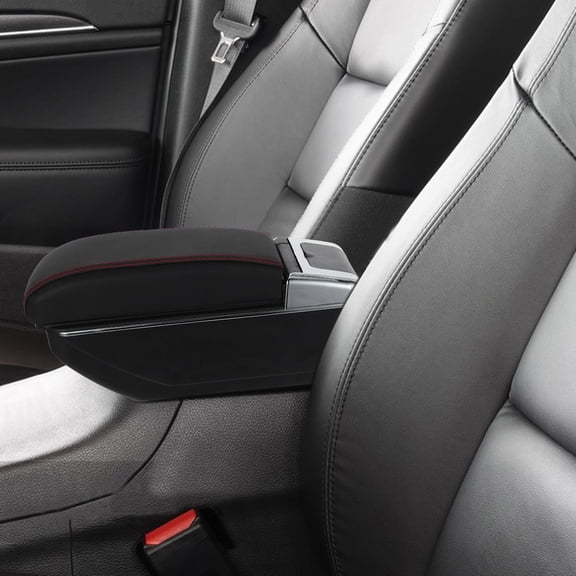 HONMEET Stylish Black Car Armrest Organizer with Adjustable Width and Storage
