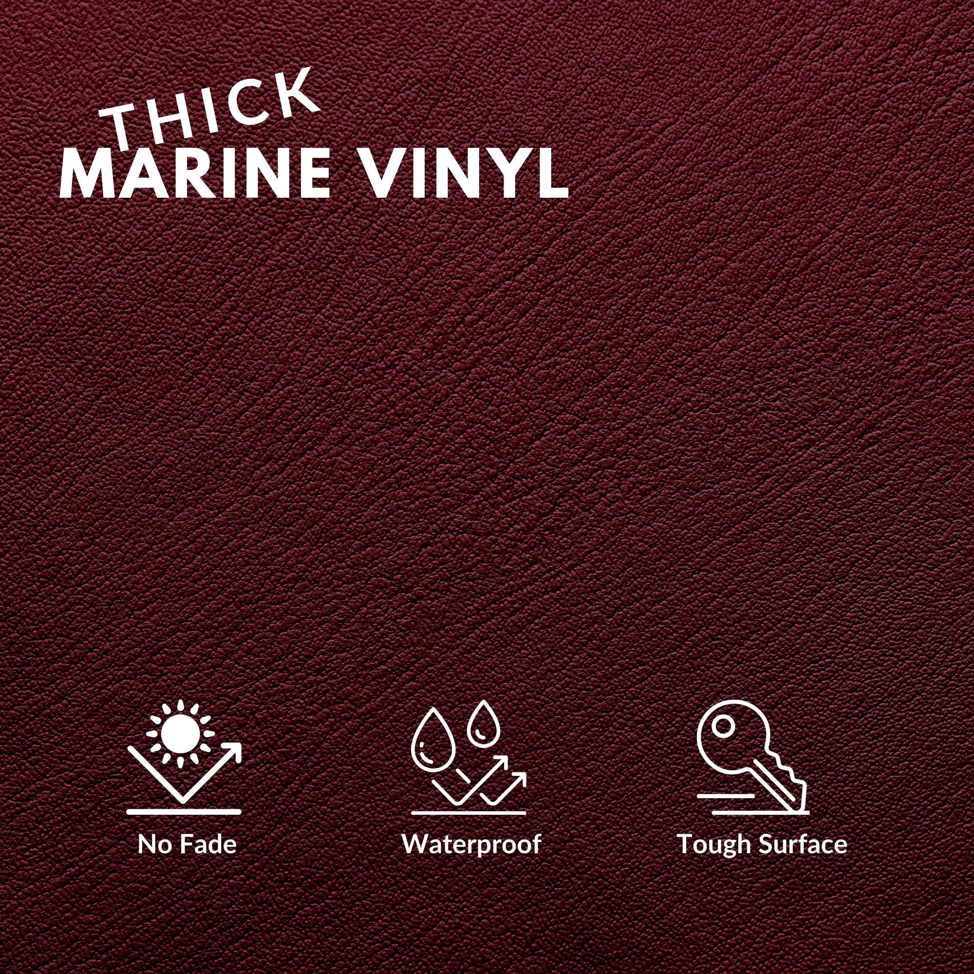 Marine Vinyl Fabric, Upholstery Faux Leather, Outdoor Boat Automotive, DIY and Crafting Pleather - Cut by The Yard (Burgundy)