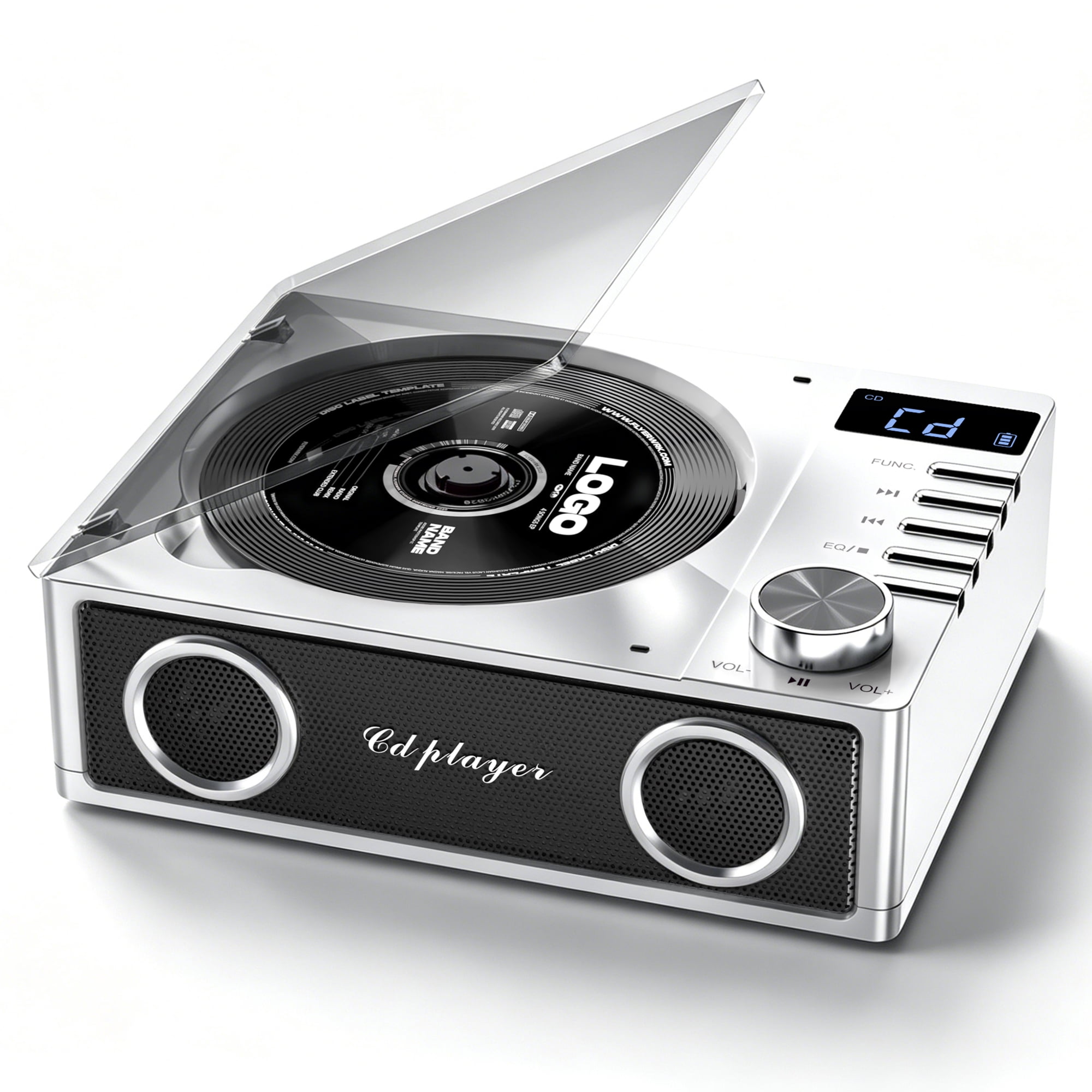 Greadio Bluetooth CD Players Portable with Remote Control, 4000mAh Rechargeable CD Player, CD Players for Home with Speakers , Supports USB, TF, AUX, Optical Input, 1 Count