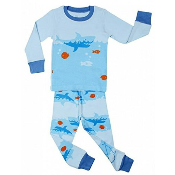 Elowel Pajamas Elowel Boys Shark Fish 2 Piece Pajama Set 100 Cotton 12 18 Months Walmart Com Walmart Com