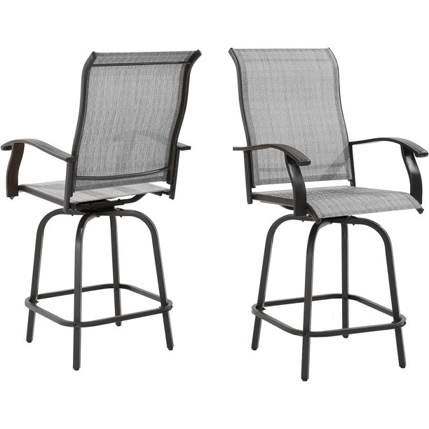 Amopatio Patio Swivel Bar Stools Set of 2, Outdoor Bar Height Patio