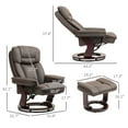 thumbnail image 3 of HOMCOM PU Leather Recliner with Ottoman, Swivel Reclining Chair, Brown, 3 of 8