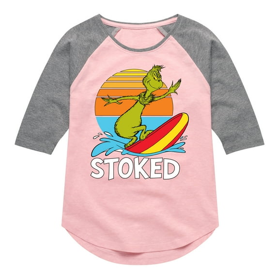 The Grinch - Stoked - Toddler & Youth Girls Raglan Graphic T-Shirt