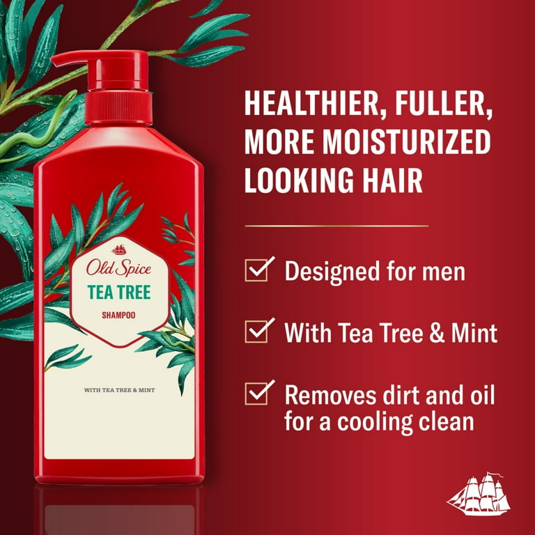 Old Spice Mens Shampoo, Tea Tree, Removes Built Up Dirt and Oil