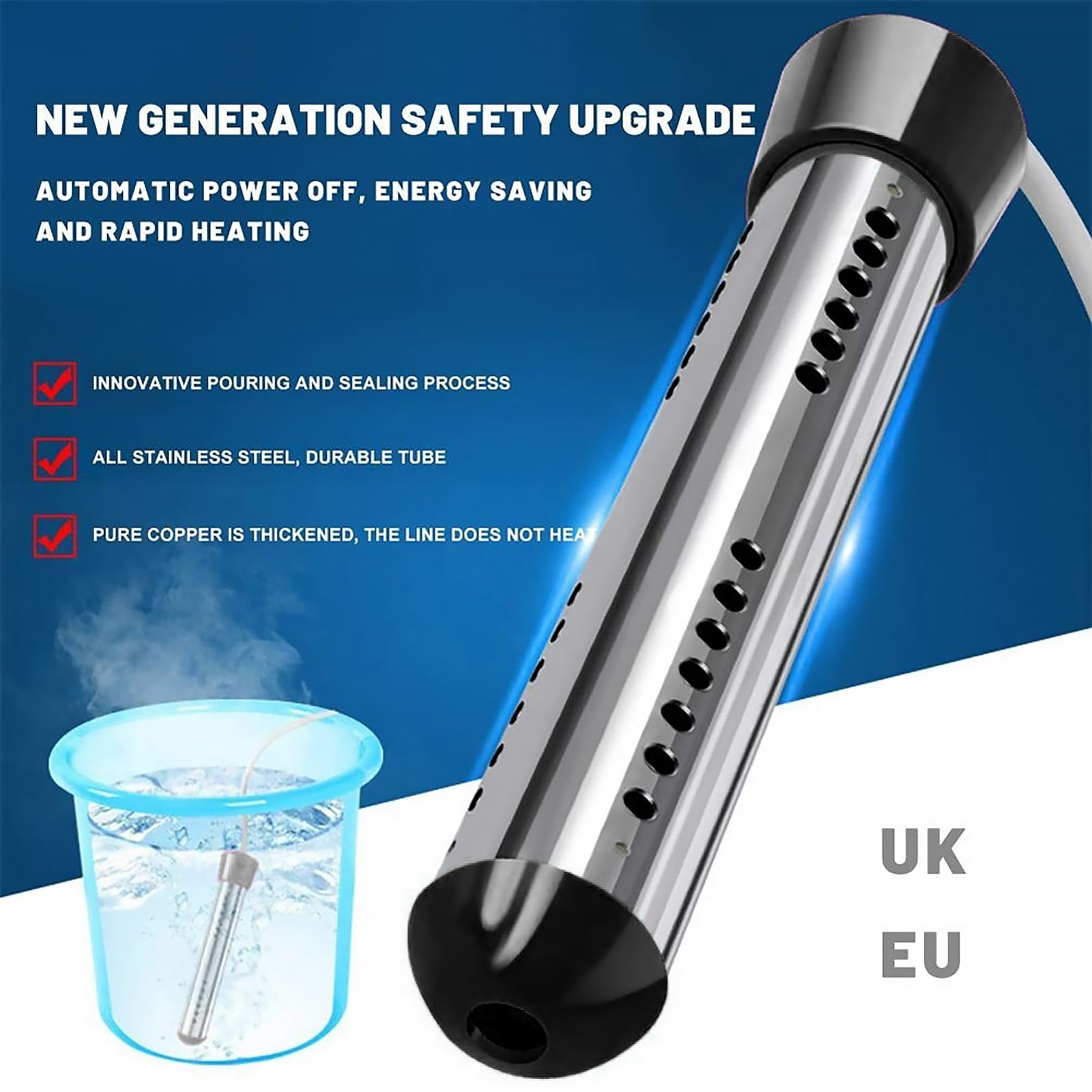 Lutabuo Electric Water Heater Portable Bathtub Bucket Heat Stick (3000W  Black UK) | Walmart Canada