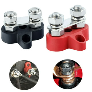 Carkio 8mm (5/16) M8 Stud Premium Remote Battery Power Junction Post  Connector Terminal Kit 2pcs (Red and Black)