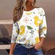 thumbnail image 5 of Tops de Cuello Redondo para las Mujeres Impresión de Carnaval 3/4 Manga Blusa Casual Uso Diario, 5 of 7