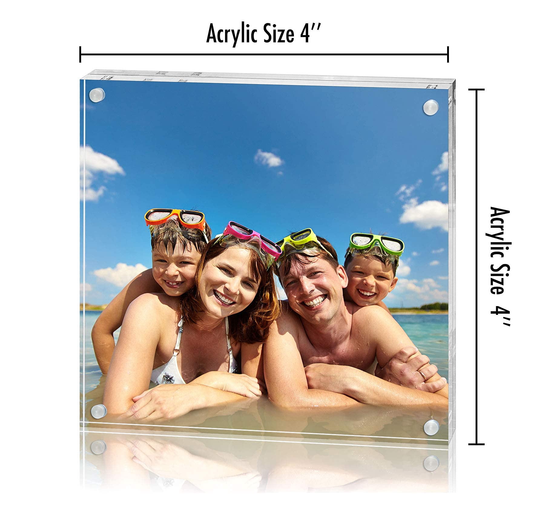 Americanflat 4x4 Acrylic Frame, transparent and scratch-resistant quality, free-standing frame for tabletop