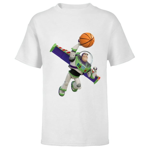 Disney Toy Story Buzz Lightyear Basketball - Short Sleeve T-Shirt for Kids - Customized-White