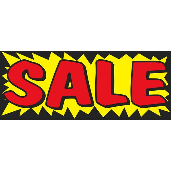 Windshield Banner With Bungee Cord - "Sale" - Yellow with Red -  50ʺL x 20ʺH