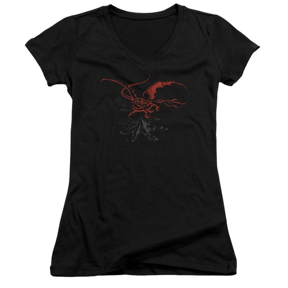 The Hobbit Smaug Junior Women's V-Neck T-Shirt Black