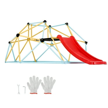 KFFKFF Climbing Dome, Suitable for Children Aged 3-9, 8FT Geometric Climber with Slide, Jungle Gym Capable of Holding 600LBS and Simple to Assemble