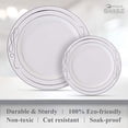 thumbnail image 6 of DISPOSABLE 40 PC DINNERWARE SET | 20 Dinner Plates | 20 Salad Plates | Heavy Duty Plastic Dishes | Elegant Fine China Look | Bella Collection (Silver), 6 of 6