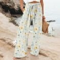 thumbnail image 2 of Women's Linen Pants Women'S Boho Wide Leg Palazzo Pants Womens Cotton Casual Loose Pants Comfy Work Pants With Long Casual Wide Leg, Women's Casual Pants XXXL, 2 of 5