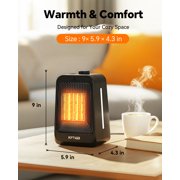 NFTIGB 1500W PTC Space Heater Portable Desktop Electric Heaters for Home, Ceramic Fast Heating, New