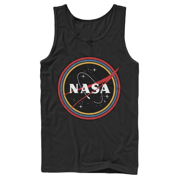 Men's NASA Galaxy In Rainbow Circles  Tank Top Black Large