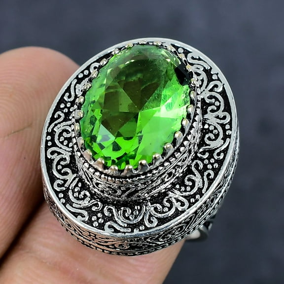 Tsavorite Handmade 925 Sterling Silver Jewelry Ring Size 8.5
