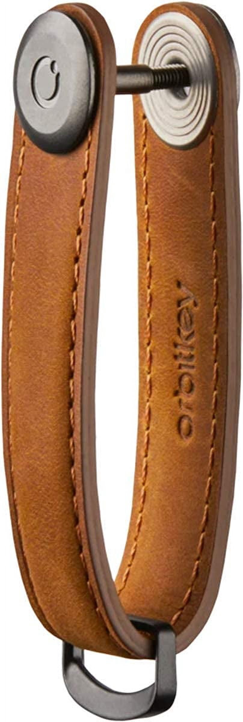 Orbitkey Leather Keychain Organizer - Cognac, Holds 7 Keys (4.7")
