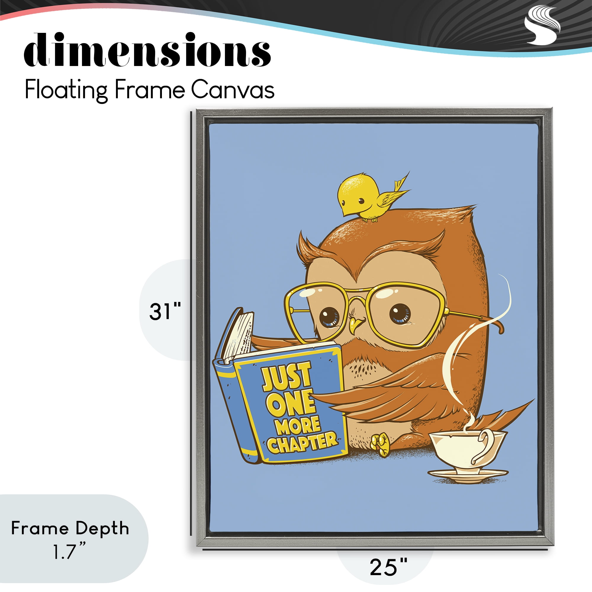 Stupell Industries One More Chapter Owl Gray Framed Floater Canvas Wall Art, design by Tobe Fonseca