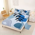 thumbnail image 2 of jejeloiu Cool Abstract King Sheets For Men Women,Contemporary Circular Print Bedding,Blue White,4 Pieces,1 Flat Sheet, 1 Fitted Sheet and 2 Pillowcases, 2 of 6